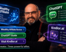 Creator with Wealthy Affiliate, ChatGPT and Kre8or.ai as a digital crew for online business, AI and creative design