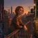 A split, triptych-style illustration of the same woman character — sharp cheekbones, short copper hair, brown leather jacket, silver ring — appearing in three distinct scenes: a neon-lit rainy alley, a